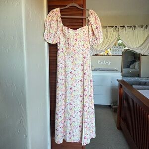 Bardot Floral Midi Corset Style Dress